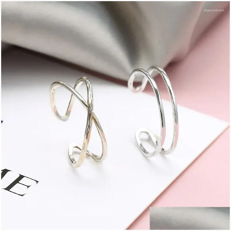 Cluster Rings 925 Sterling Silver S925 2024 Cross Opening Female Girls Gift For Women Jewelry