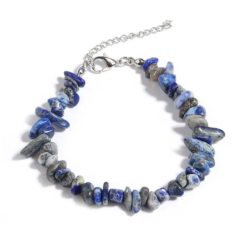 Irregular Natural Gem Stone Bracelet Chip Beads Nuggets Fluorite Amethyst Rose Crystal Quartz Bracelets Bangles for Women