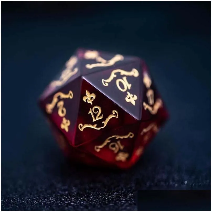 Other Beads Red Dnd Dice Set Cthhu Polyhedral Handmade Engraved Magic Energy Arabesque For D Rpg Board Table Games Giftother Drop Del Dhvl9