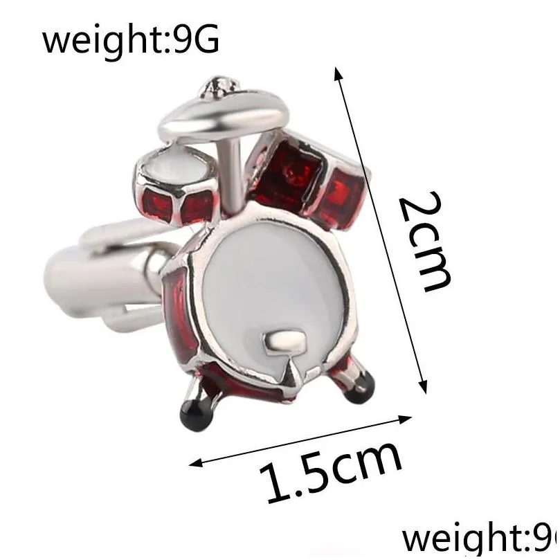 Cuff Links Personality Men Jewelry Music Lover Drum Guitar Cufflinks For Shirt Accessory Fashion Metal Design Drop Delivery Tie Clasps Dh2Dj