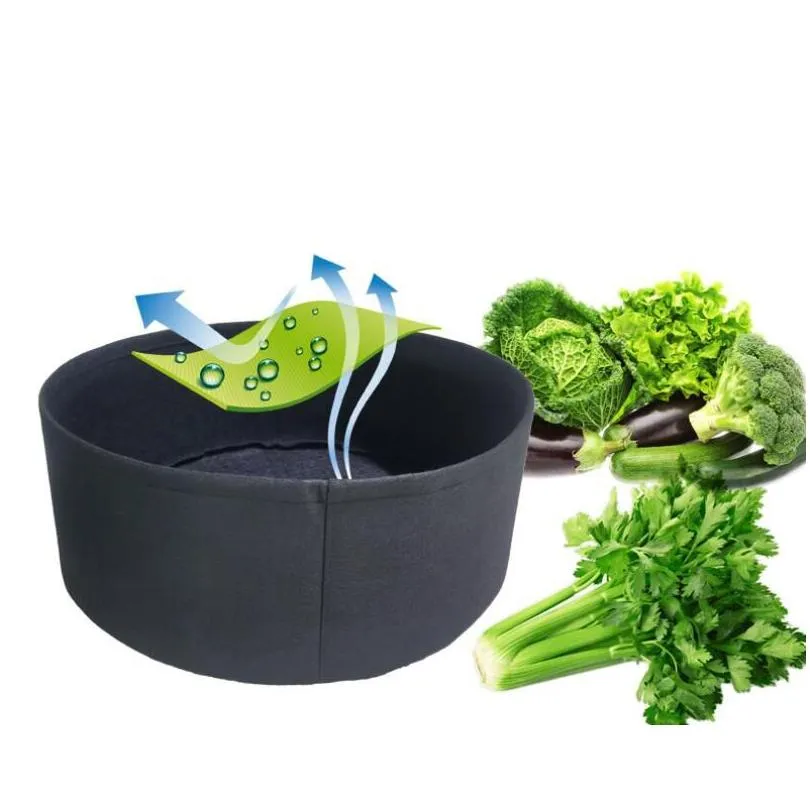 Fabric Garden Planters Raised Bed Round Planting Container Grow Bags Non-woven Planter Pot For Plants Nursery 10/20/30/40/50/100