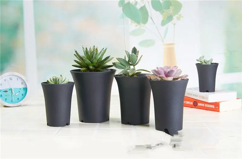 Black White plastic mini flower pot home office desk Indoor Potted Garden Decor Planter Root Container