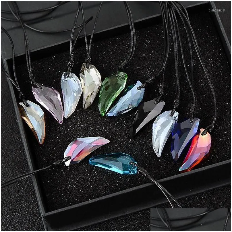 Pendant Necklaces Men And Women Antique Crystal Wolf Fang Tooth Necklace Vintage Rhinestone Jewelery Drop Delivery Dhgfz