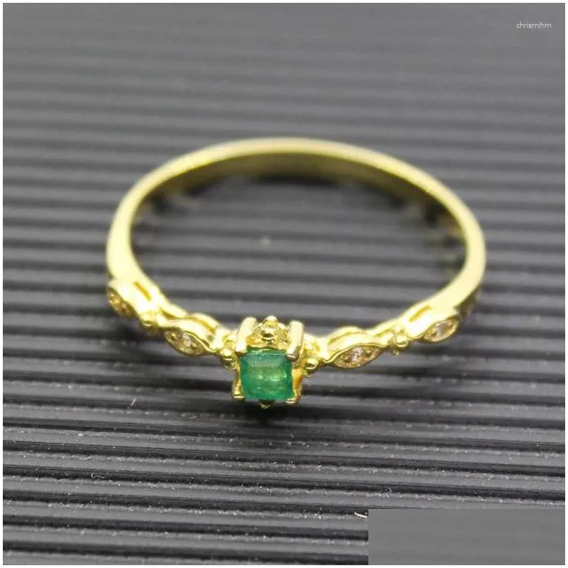 Cluster Rings CoLife Jewelry Fashion Emerald Ring 3 Mm Natural SI Grade Sivler Solid 925 Silver Engagement