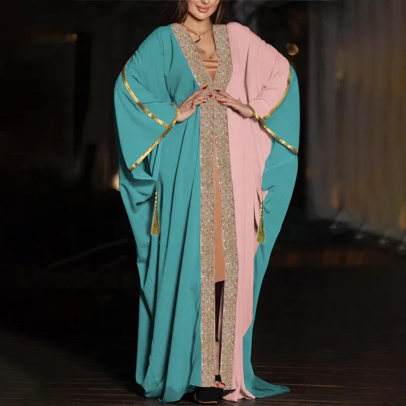 Ethnic Clothing Dubai Luxury Sequin Evening Dresses Eid Muslim Women Long Dress Morocco Robes Turkey Islamic Clothes Cardigan Arab