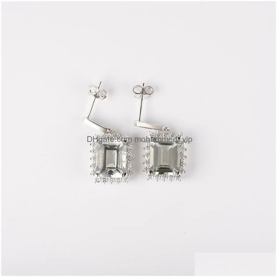 ear cuff yezoxa emerald cut genuine green amethyst 925 sterling silver halo stud earrings for women 230920