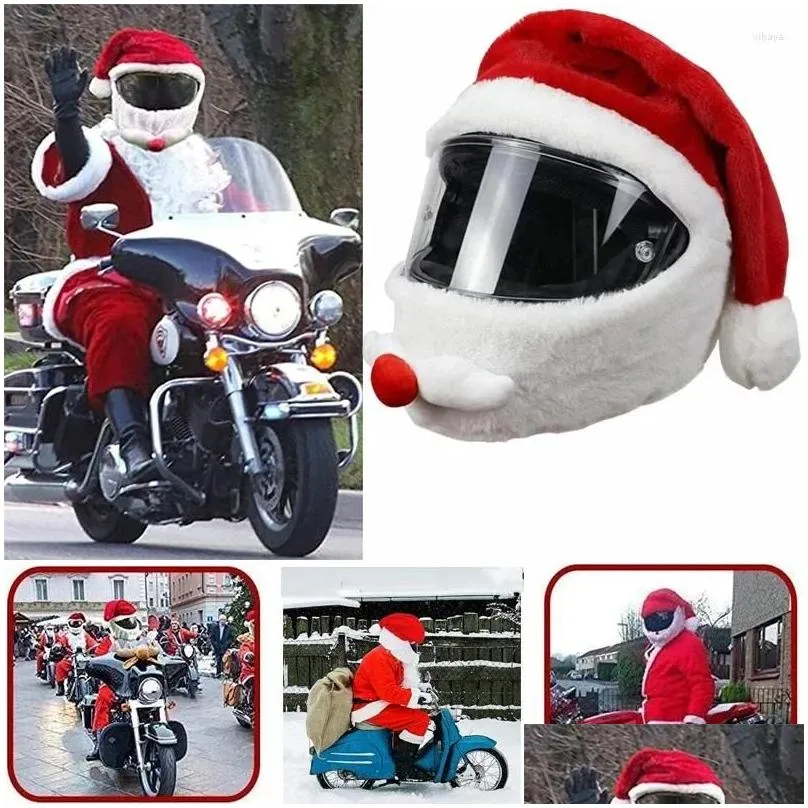 Motorcycle Helmets Helmet Cover Funny Christmas Hat Decoration Santa Claus Plush Motorbike Moto Accessories