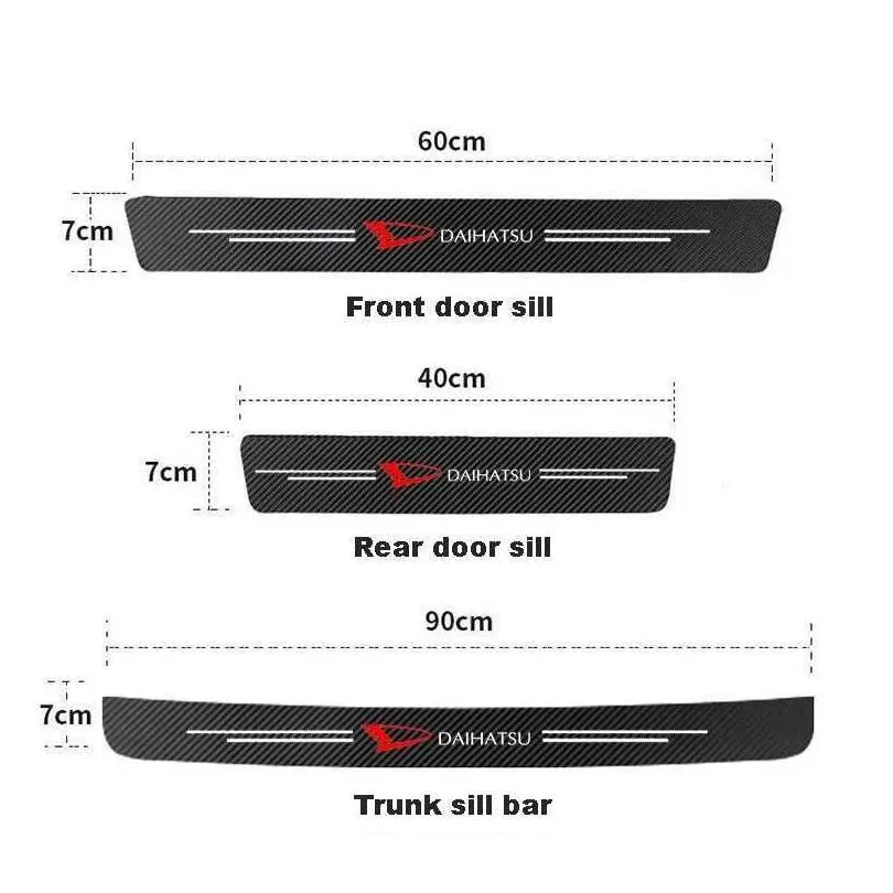 Car Stickers For Daihatsu Sirion Feroza Emblem Trevis Taft Terios 2007 Carbon fiber pattern car door sill Threshold cill protective