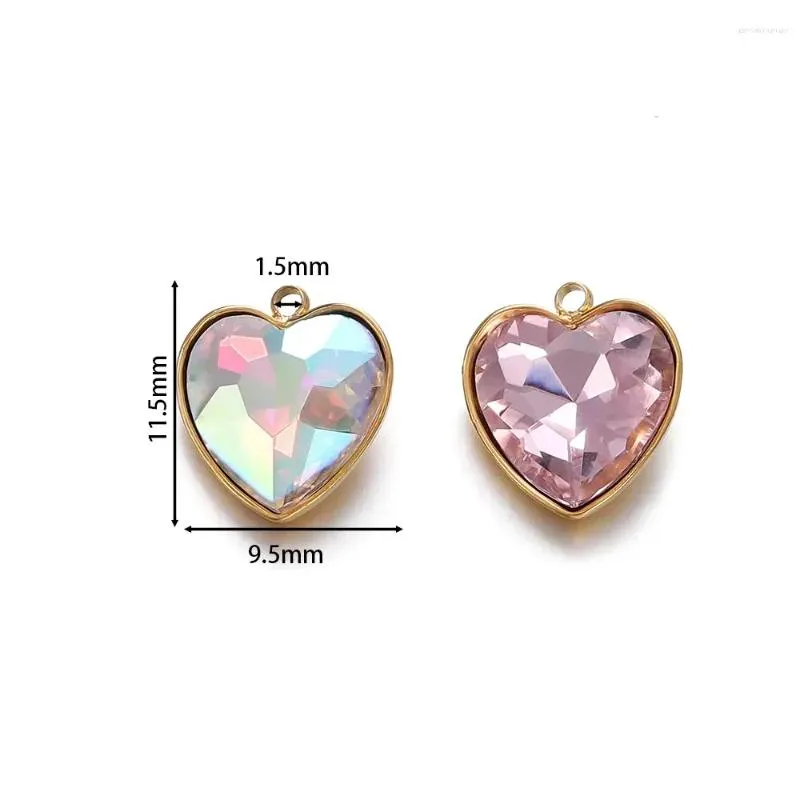 Charms 5pcs/lot Stainless Steel Crystal Glass Love Heart Shape Pendants For DIY Necklace Beads Jewelry Making Accessories