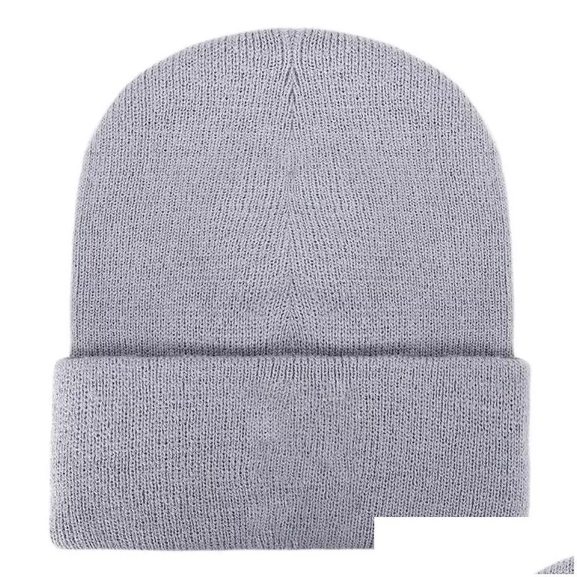 Pure Color Wool Hats For Men Women Skull Caps Autumn And Winter Knitted Pullover Hat 17 Colors Wholesale