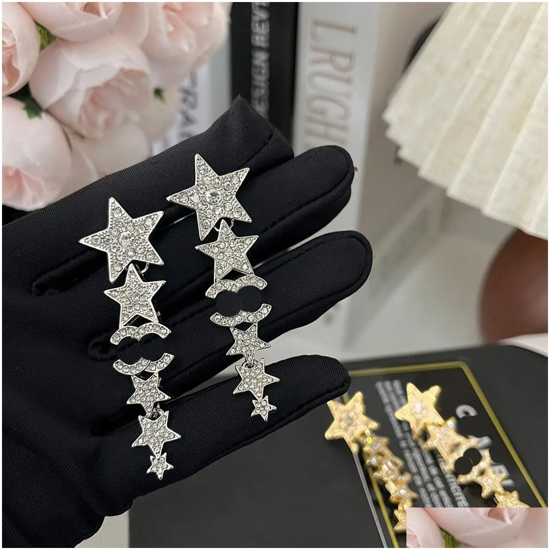 stud stud star chain charm earrings elegant boutique womens diamond earrings luxury designer jewelry brand charm gift earrings with