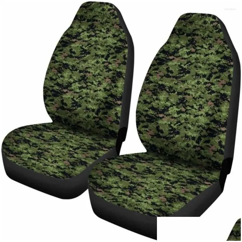 Car Seat Covers Army Green Digital Camouflage Pack Of 2 Universal Front Protective Cover