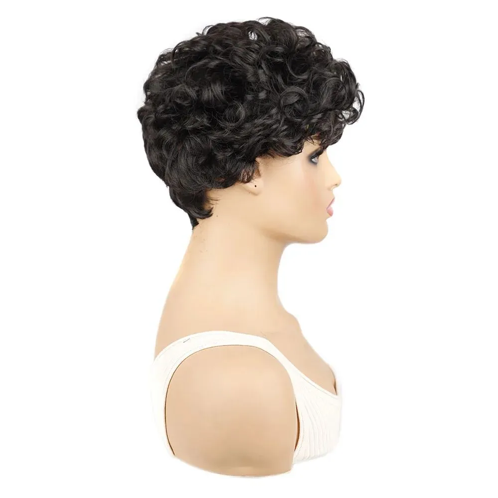 Wigs OUCEY Short Wigs women Natural Wavy Wigs For Black Women Heat Resistant Fiber Synthetic Hair Pixie Cut Wig With Bangs