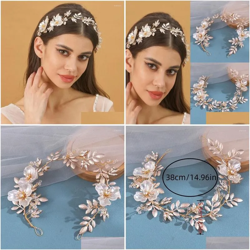 Hair Clips Luxury Crystal Headband Tiara Flower Leaf Hairband Party Bridal Wedding Accessories Jewelry Gift