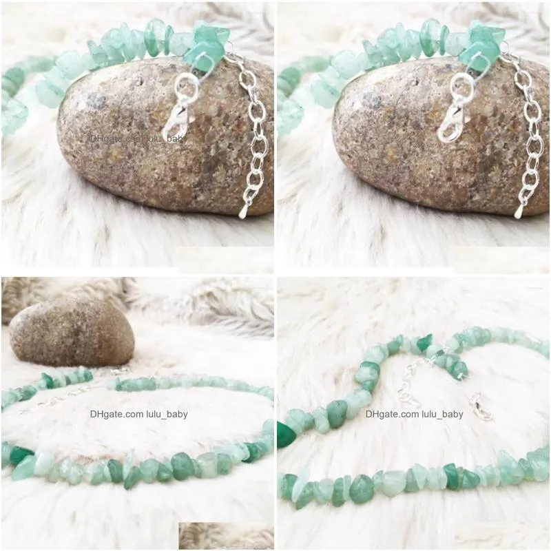 charm bracelets green aventurine crystal beaded bracelet. chip bead stone healing jewellery. birthstone september money