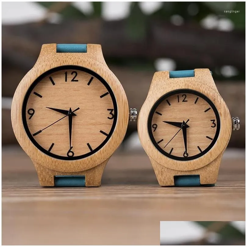 Wristwatches Dodo Deer Lovers Watches Wooden Women Men Timepieces Handmade Wood Wristwatch Male Custom Couple Leather Strap Unique Di Dhgex