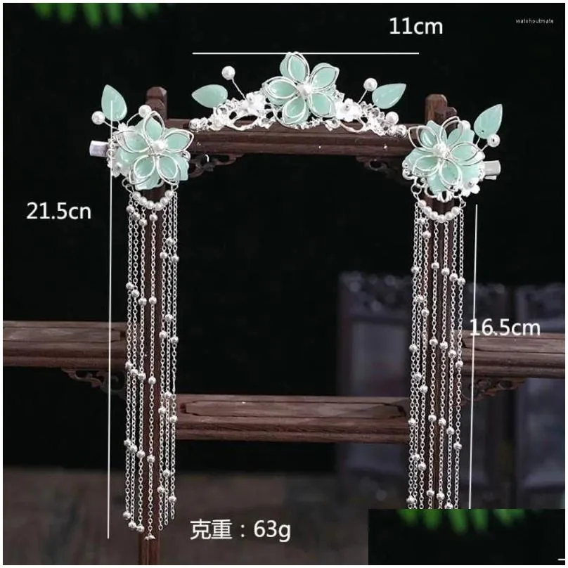 Hair Clips Style Tiara Comb Headpiece Chinese Hairpin Set Hanfu Jewelry Pearl Tassel Stick Women Accessories