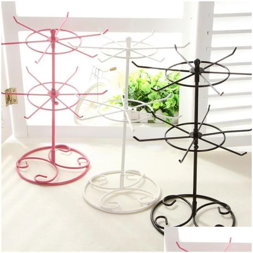 Jewelry Boxes Bluelans 2-Tier Rotary Stand Display Rack Earrings Ring Necklace Holder Fashion Organizer Storage 220912 Drop Delivery Dhznm