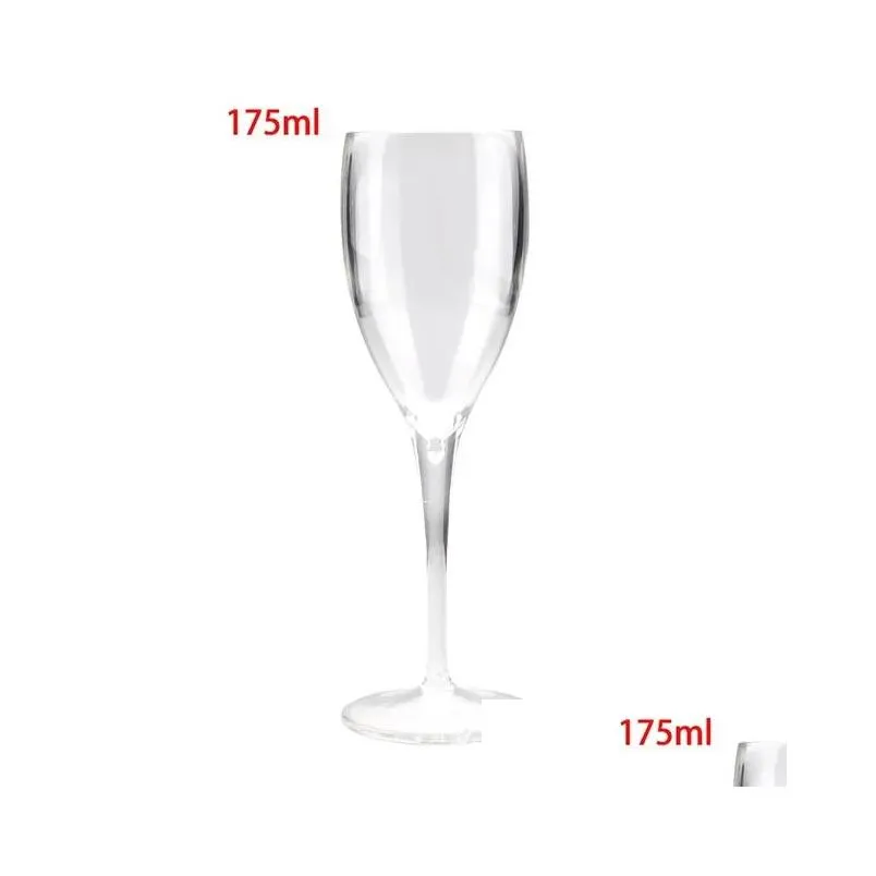 Disposable Dinnerware 175ML Plastic Champagne Glass Wine Bar Acrylic Transparent Goblet Cocktail Cups Festive Party Supplies Wedding