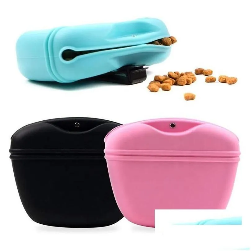 Dog Bowls Feeders Sile Treat Pouch-Small Pet Training Bag-Portable Bag For Leash With Magnetic Closure And Waist Clip Drop Delivery Ho