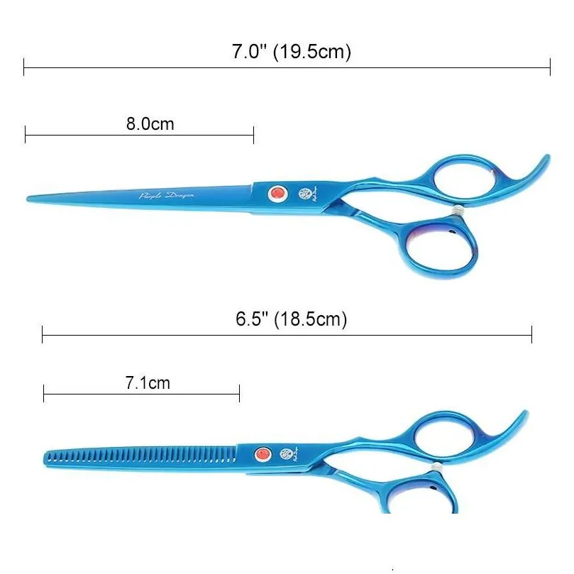 Hair Scissors Purple Dragon 7 Inch Professional Pets Grooming Kit Straight Cutting Thinning Curved Shears For Dog B0023B Drop Deliver Dhhdk