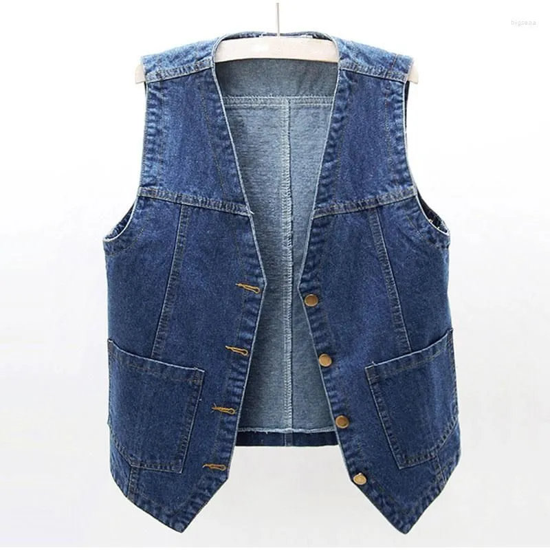 Women`s Vests Women Matching Denim Vest With No Sleeve Korean Fashion Summer Sleeveless Cropped Short Bomber Coats Jean Jacket