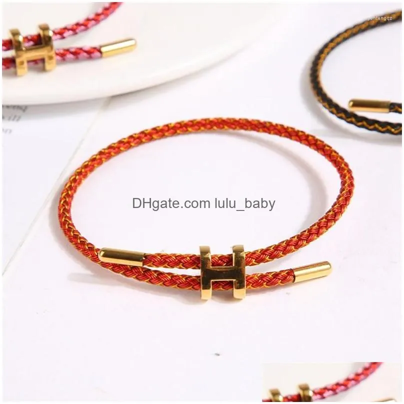 charm bracelets multicolor cord fashion simple mens and womens double layer handwoven bracelet adjustable stainless steel