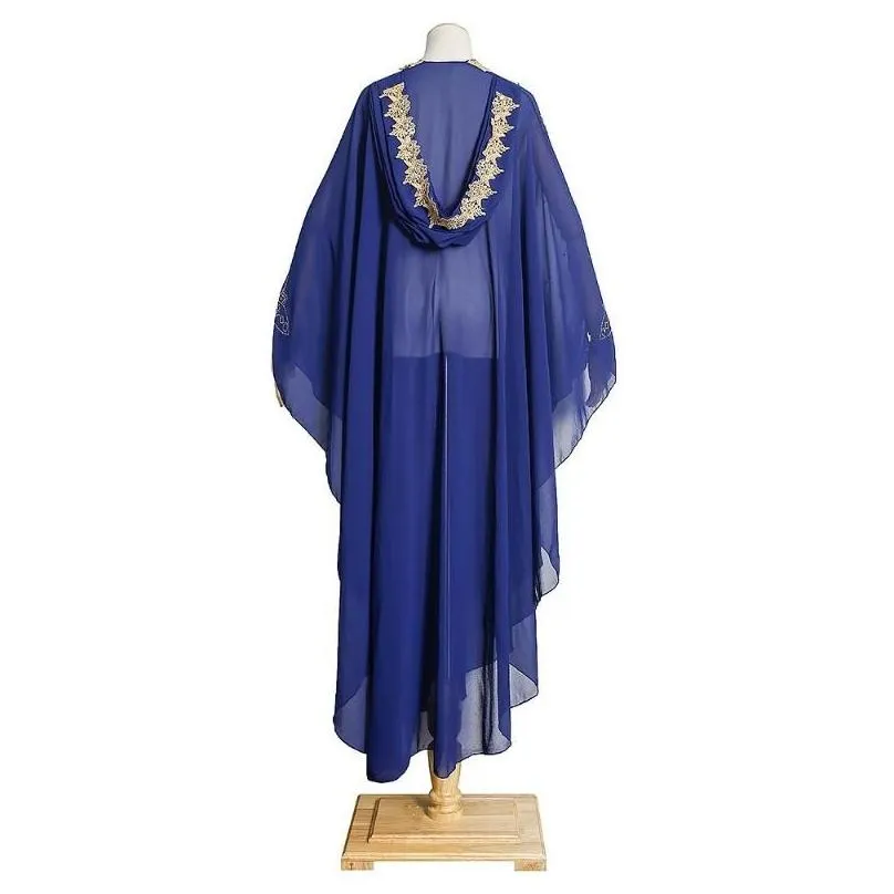 Ethnic Clothing 2021 Open Abaya Dubai Turkish Stones Chiffon Hooded Dress Muslim Kaftan Kimono African Women Plus Size Boubou Robes