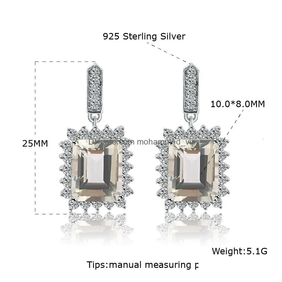 ear cuff yezoxa emerald cut genuine green amethyst 925 sterling silver halo stud earrings for women 230920