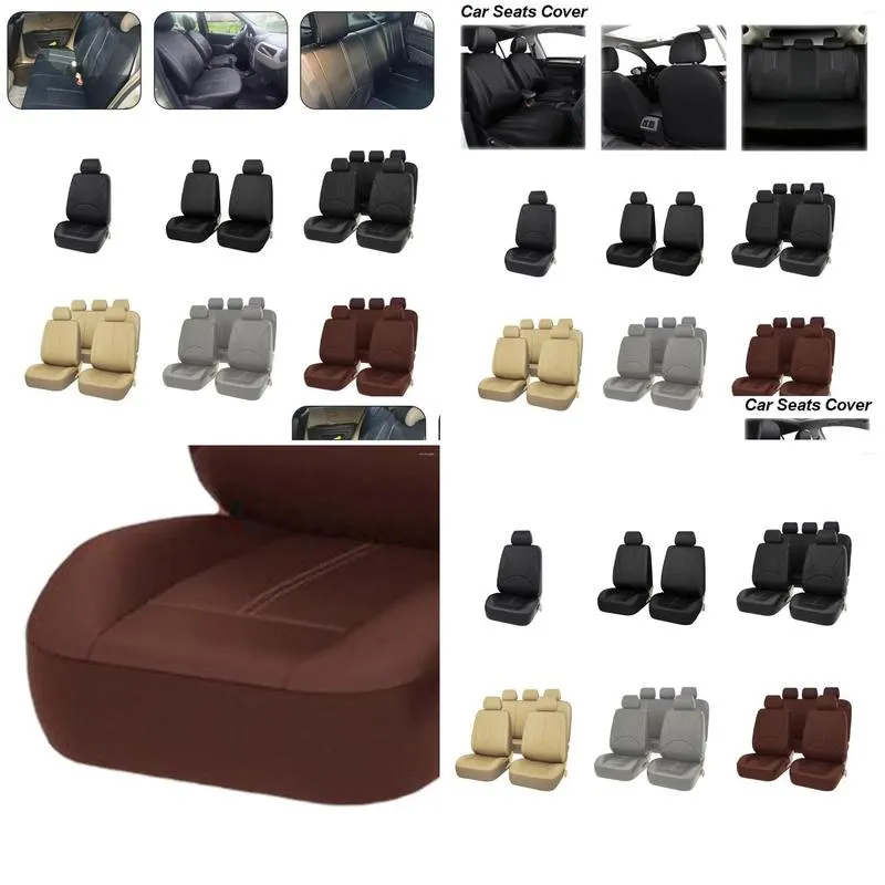 Car Seat Covers PU Leather Front Rear Headrest Classic Washable