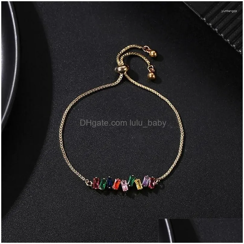 charm bracelets yjgs adjustable ladies multicolor cubic zirconia tennis bangle sparkling strand bracelet fine jewelry