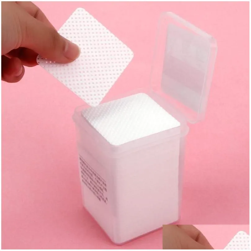 False Eyelashes 200/400Pcs Eyelash Extension Glue Cleaning Pads Grafting Non-Woven Lint- Cotton Paper Wipes Makeup Drop Delivery Healt Dh6Tu