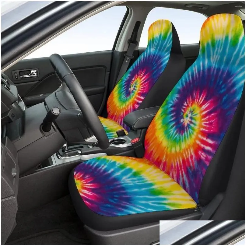 Car Seat Covers 2PCS Universal Cover Colorful Vortex PrintingFull Set Good Fit For Vechiles Cushion
