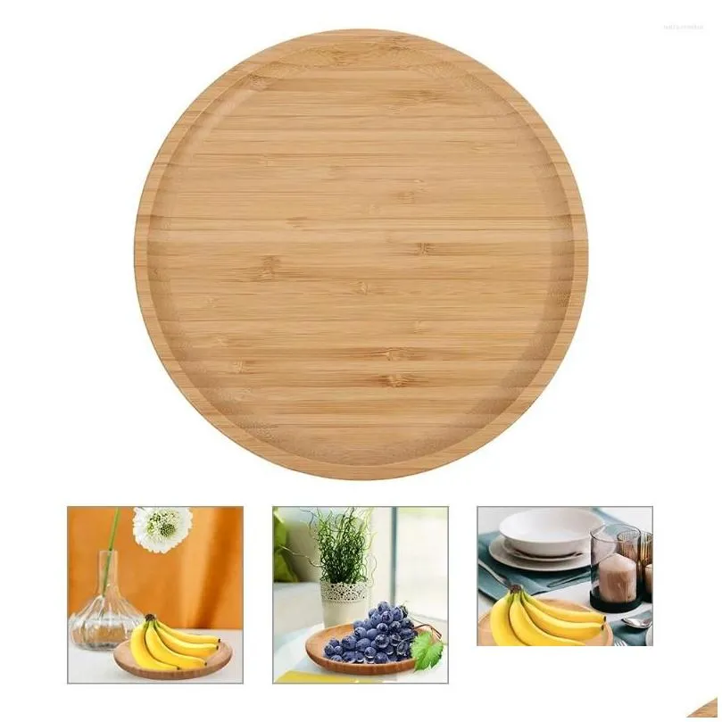 Plates Desk Tray Bamboo Dinner Storage For Breakfast Round Small Fruit Serving Platter
