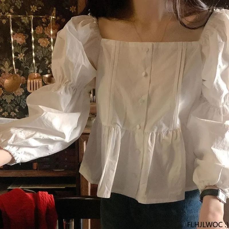 Women`s Blouses 3 Colors S Cotton Tops Cute Chic Korea Japan Girls Women Retro Vintage White Shirts
