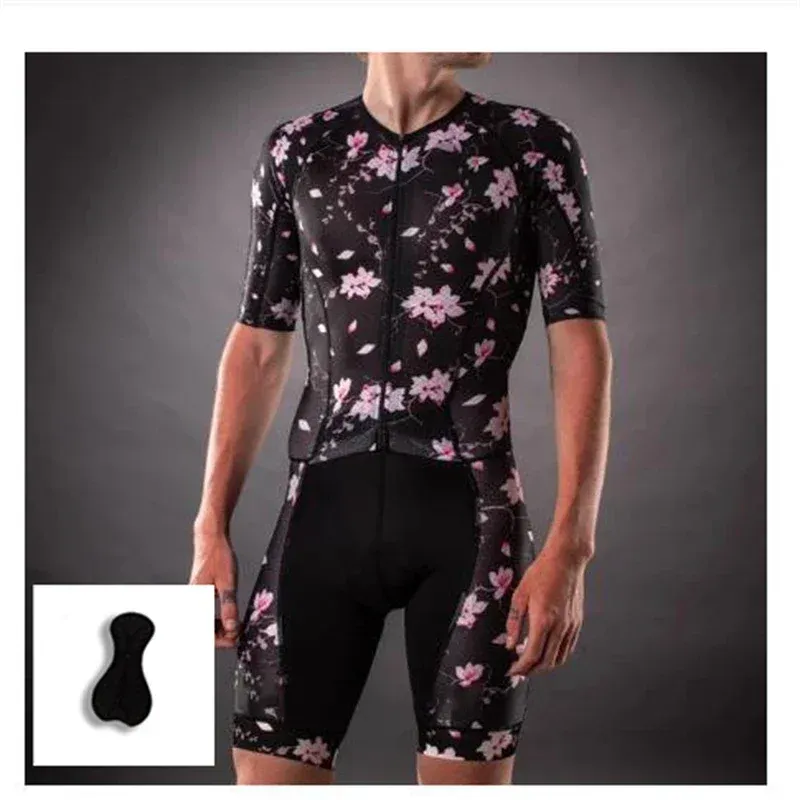 Racing Sets Men`s Sport Short Jersey Suit 2024 Bike Uniform Set Men Sleeve Breathable Triathlon Clothing Jumpsuit