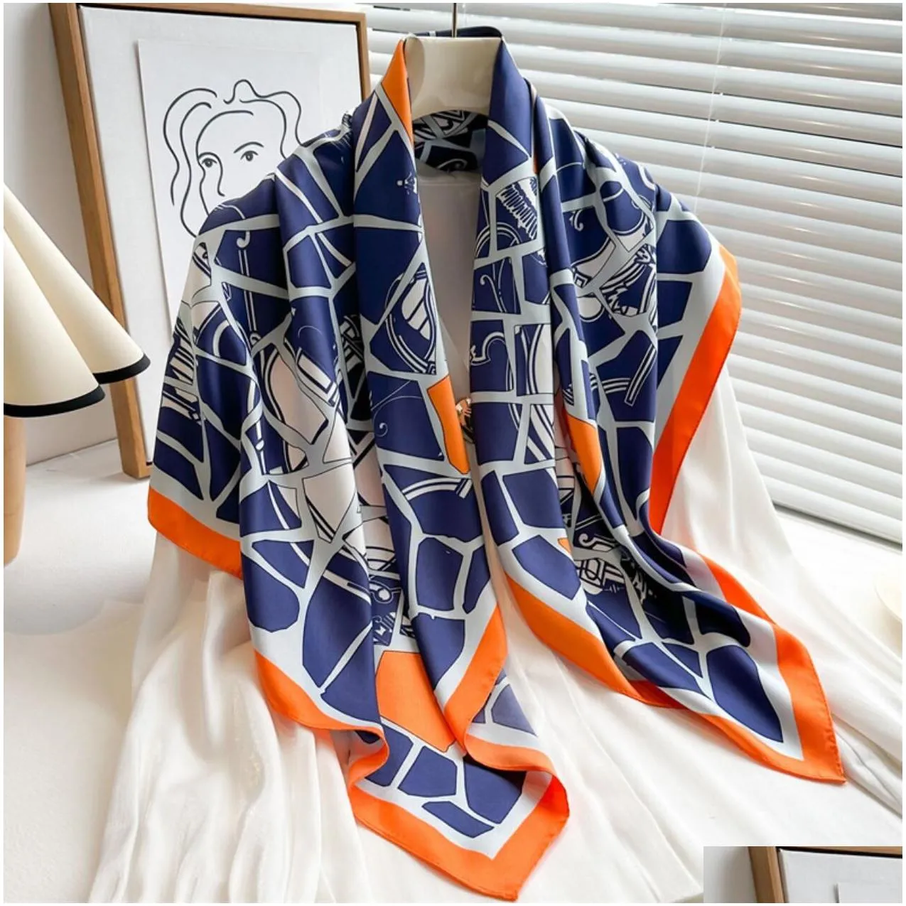 beautiful flower print design fashion brand classic letter satin luxury square scarf outdoor shawl silk turban beach wrap daily women flower scarves