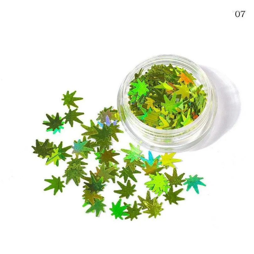 Nail Polish 12 Colors Maples Leaf Decoration Sequins Mticolor Shiny Diy Decors Set Teea889 Drop Delivery Dhdci