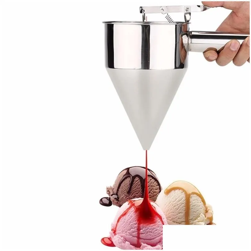 Stainless Steel Batter Pancake Ball Dispenser Cake Cupcake Dough Dispenser Funnel Household Takoyaki Machine Octopus Balls Mak Y202623