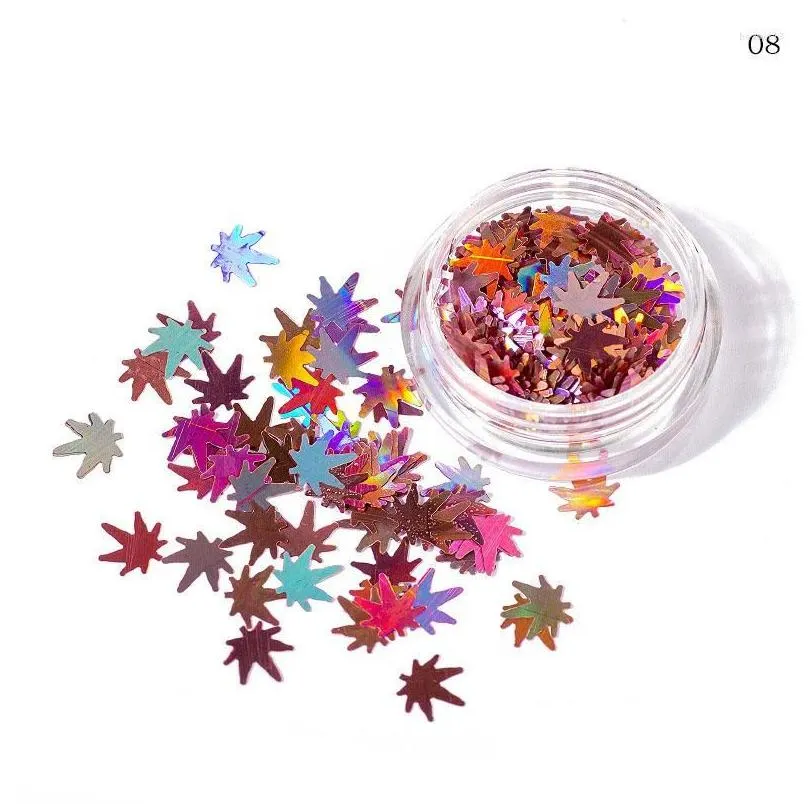 Nail Polish 12 Colors Maples Leaf Decoration Sequins Mticolor Shiny Diy Decors Set Teea889 Drop Delivery Dhdci