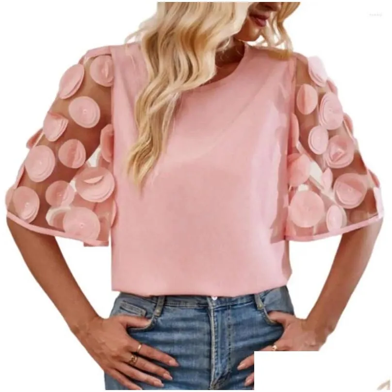 Women`s Blouses Women Shirt Stylish Floral Print Tee Casual Loose Fit O-neck Top Trendy Streetwear Half Sleeve T-shirt For Summer