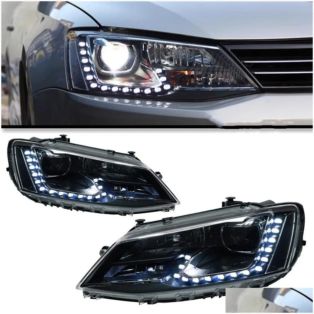 Car Lights For Jetta Headlights 2011-20 18 Upgrade LED Daytime Lights All LED DRL Signal Projector Lens Head Lamp