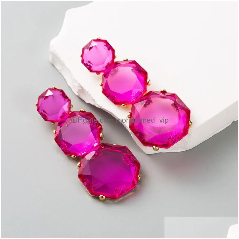 stud multi styles boho statement fuchsia white crystals drop earrings for women party zircon jewelry 230714