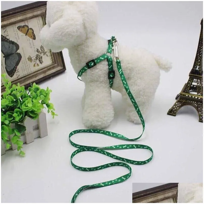 10120cm Dog Harness Leashes Nylon Printed Adjustable Pet Dog Collar Puppy Cat Animals Accessories Pet Necklace Rope Tie Collar2540826