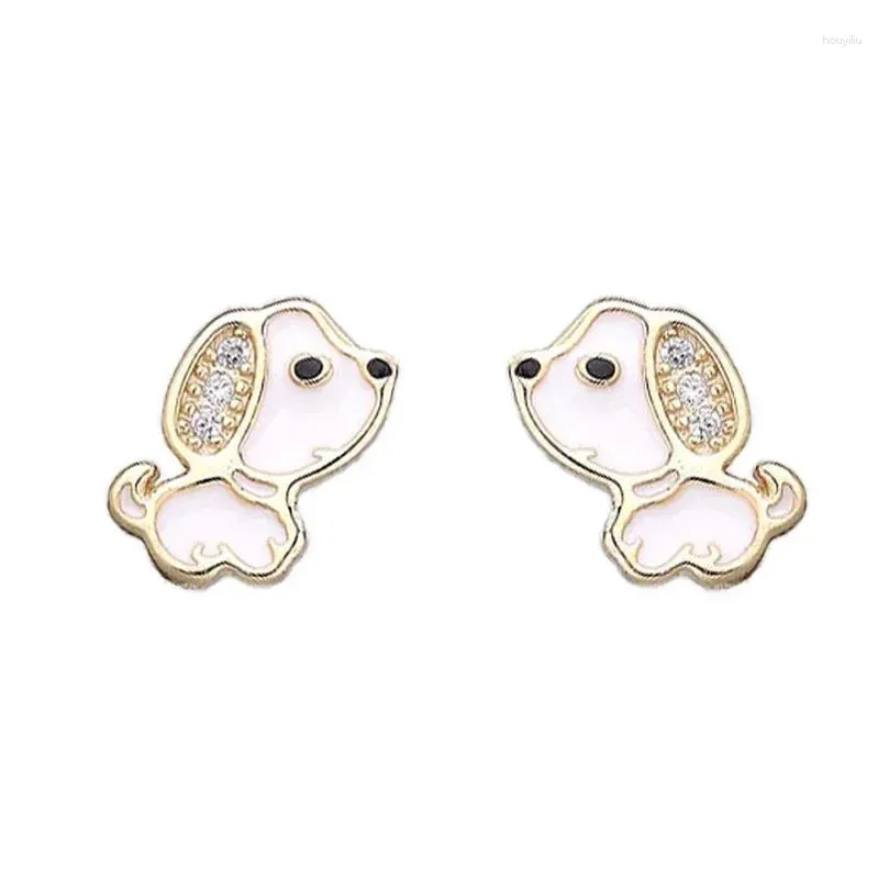 Stud Earrings Cute Dog For Kids Girls Zircon Animal Ear Child Fashion Silver Color Jewelry Gifts