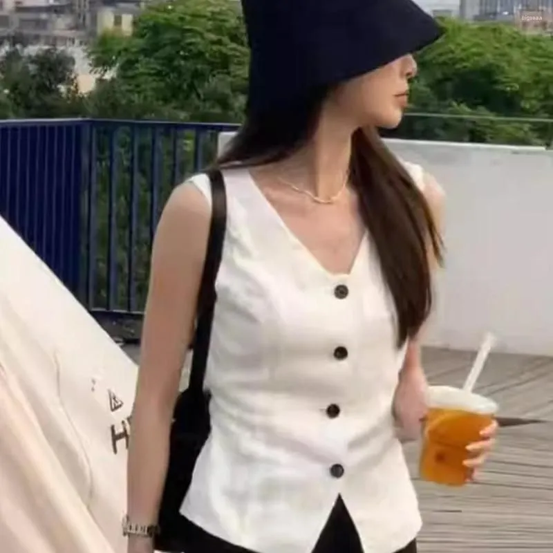 Women`s Vests Retro Cotton Linen Vest Women 2023 Summer Simple Style Versatile Sleeveless Short Tops