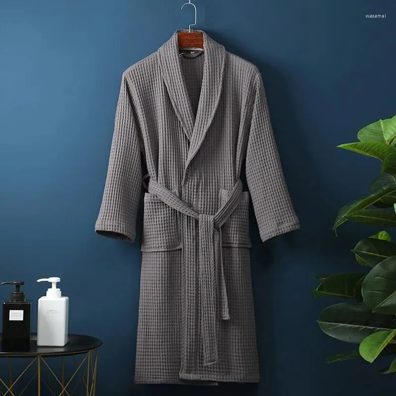 Men`s Sleepwear Men Women Cotton Terry Bathrobe Suck Water Towel Spa El Long Bath Robe Kimono Plus Size Dressing Gown Lovers