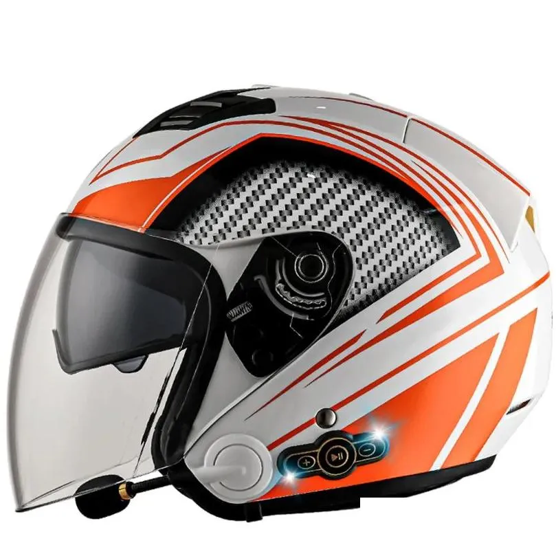 Motorcycle Helmets DOT Approved Uniformed Open Face 34 Smart Intelligent Helmet With Bluetooth Headset And Detachable Liner