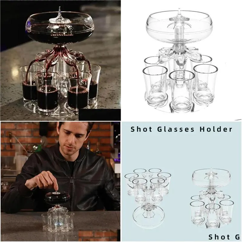 Bar Tools 6 S Glass Dispenser Wine Whisky Beer Liquor Party Games Drinking Accessories 231205