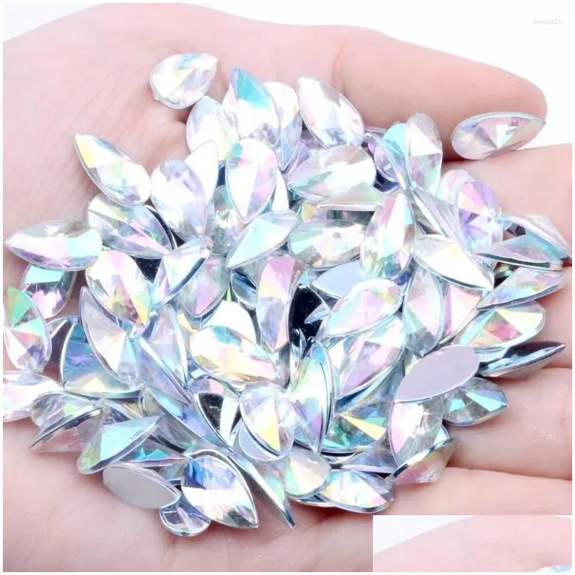 Nail Art Decorations Tear Shape Pointed 8x13mm 40pcs Flatback Acrylic Rhinstones Glue On Crafts Beads DIY Fabric Wedding Dresses